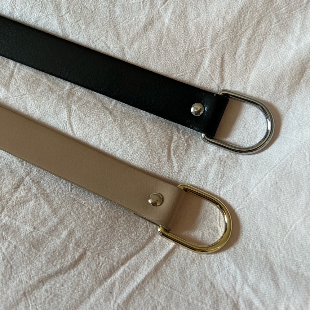 Set of TWO J Crew Leather Belts - Black and Tan in Size Medium